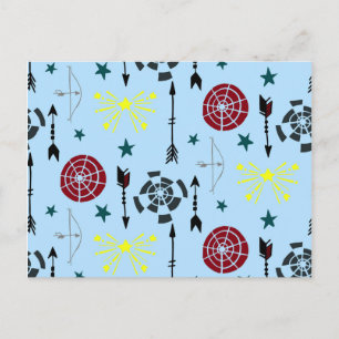 Blaue Bogenbäume Pfeile und Ziele Postkarte