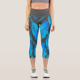 Blaue Boho Aquarellkunst Capri Leggings