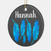 Blaue Boho Aquarellkunst Keramik Ornament (Links)