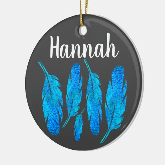 Blaue Boho Aquarellkunst Keramik Ornament (Links)