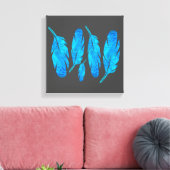 Blaue Boho Aquarellkunst Leinwanddruck (Insitu (Wohnzimmer))