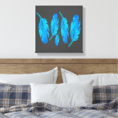 Blaue Boho Aquarellkunst Leinwanddruck (Insitu (Schlafzimmer))