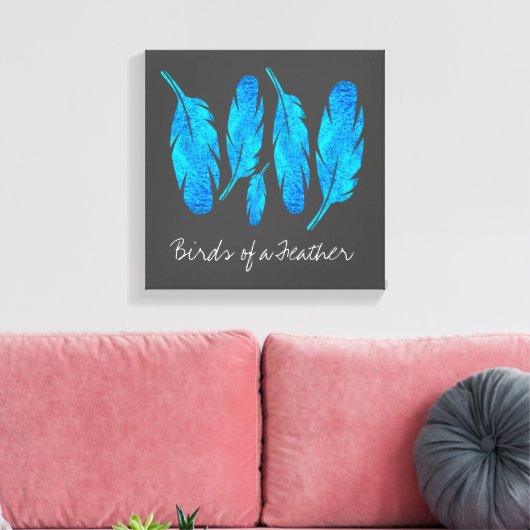 Blaue Boho Aquarellkunst Leinwanddruck (Insitu (Wohnzimmer))