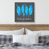 Blaue Boho Aquarellkunst Leinwanddruck (Insitu (Schlafzimmer))