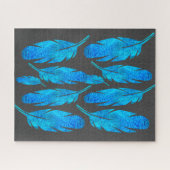 Blaue Boho Aquarellkunst Puzzle (Horizontal)