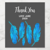 Blaue Boho Aquarellkunst Weinetikett (Einzelnes Label)