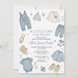 Blaue Boho-Babysachen-Jungen-Party-Einladung Einladung