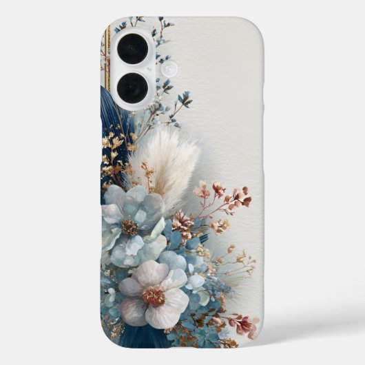 Blaue Boho-Blumen Case-Mate iPhone Hülle (Rückseite)