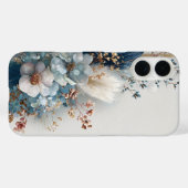 Blaue Boho-Blumen Case-Mate iPhone Hülle (Rückseite (Horizontal))