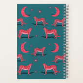Blaue Boho-Gepard und rosa Mond-Notizbuch Notizblock (Rückseite)