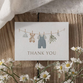 Blaue Boho-Kleidung für Babyjungen Baby Shower Dankeskarte
