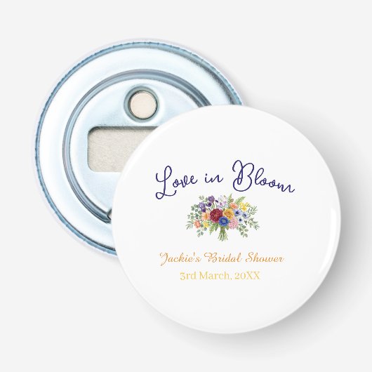 blaue boho-liebe in blüte Brautdusche Name Retro Flaschenöffner (Vorderseite)