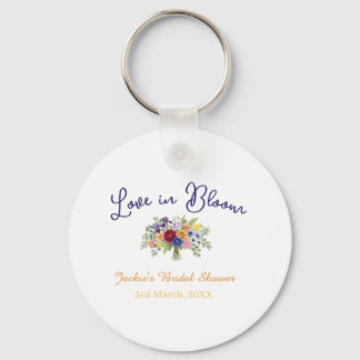blaue boho-liebe in blüte Brautdusche Name Retro Schlüsselanhänger