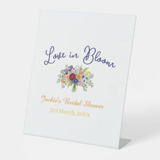 blaue boho-liebe in blüte junggesellinnenabschied sockelschild