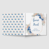 Blaue Boho-Pampasgras-Baby-Party Gästebuch (Voll)