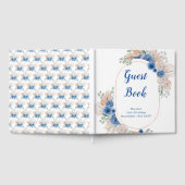 Blaue Boho-Pampasgras-Geburtstagsfeier Gästebuch (Voll)
