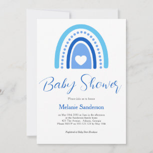 Blaue Boho Regenbogen-Baby-Party Einladung