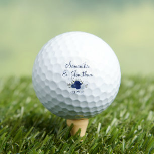 Blaue Boho-Rosen Elegante Namen des Brautpaares Golfball