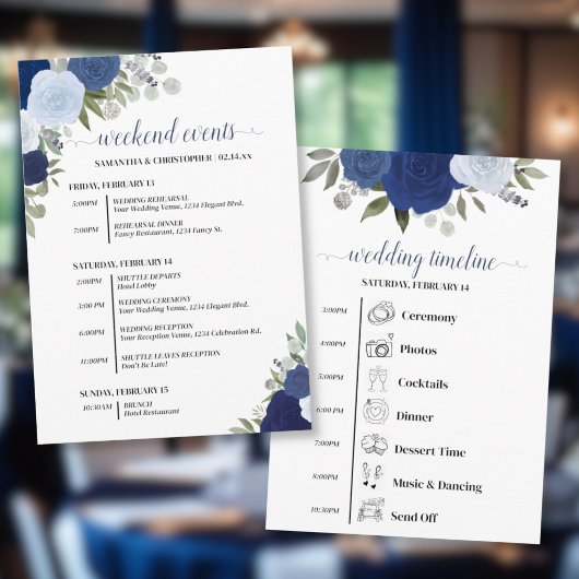 Blaue Boho-Rosen Hochzeitsveranstaltungen & Zeitpl Programm