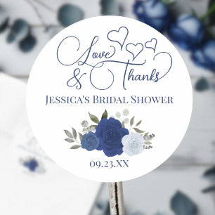 Blaue Boho-Rosen Liebes- und Dankes-Brautparty Runder Aufkleber