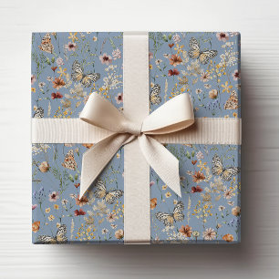 Blaue Boho-Wildblume Geschenkpapier