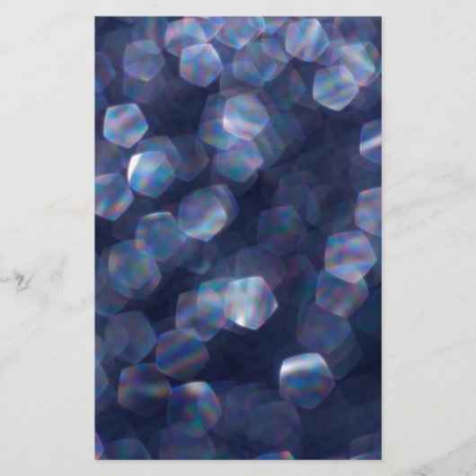 Blaue Bokeh-Lichter funkeln Briefpapier (Vorderseite)