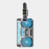 Blaue Boombox Gepäckanhänger (Vorderseite vertikal)