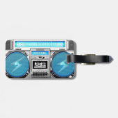 Blaue Boombox Gepäckanhänger (Rückseite horizontal)