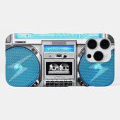 Blaue Boombox iPhone Hülle (Rückseite (Horizontal))