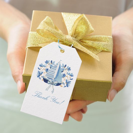 Blaue Boote & Bögen Geschenkanhänger