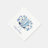 Blaue Boote & Bows Babyparty Serviette (Ecke)