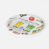 Blaue Boots Gemüsedusche Pappteller (Schrägansicht)