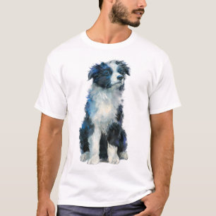 Blaue Border Collie-Welpen-Porträt Männer T-Shirt