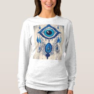 Blaue Böser Blick Tinte Illustration – Schutzsymbo T-Shirt