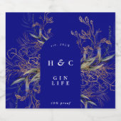 Blaue Botanicals Gold Eucalyptus Gin Arch Alkoholflaschenetikett (Einzelnes Label)