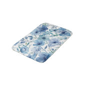 Blaue botanische Aquarell-Blumengarten Badematte (Schrägansicht)