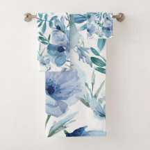 Blaue botanische Aquarell-Blumengarten