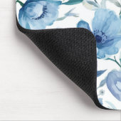 Blaue botanische Aquarell-Blumengarten Mousepad (Ecke)
