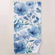 Blaue botanische Aquarell-Blumengarten