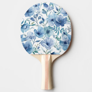 Blaue botanische Aquarell-Blumengarten Tischtennis Schläger