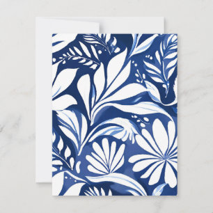Blaue botanische Aquarell-Blumenmuster Dankeskarte