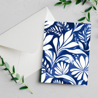 Blaue botanische Aquarell-Blumenmusterkarte