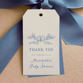 Blaue Botanische Band Baby Shower Dankeschön Gesch Geschenkanhänger