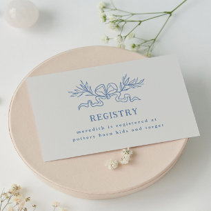 Blaue Botanische Band Baby Shower Geschenkeliste Begleitkarte