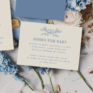Blaue Botanische Band Bücher für Baby Shower Begleitkarte