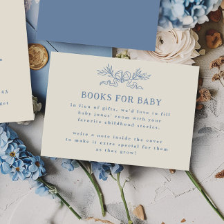 Blaue Botanische Band Bücher für Baby Shower Begleitkarte