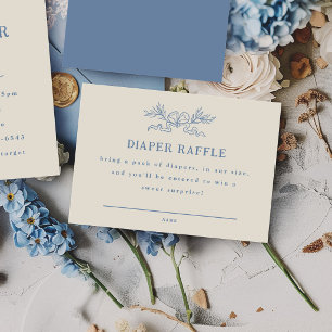 Blaue Botanische Band-Windel-Raffel-Baby-Party Begleitkarte