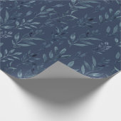 Blaue botanische Blätter Wasserfarbe Geschenkpapier (Ecke)