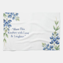 Blaue botanische Blattfloristik, segne diese Küche