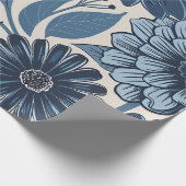 Blaue Botanische Blüten: Elegante Kunst, Dichtung  Geschenkpapier (Ecke)